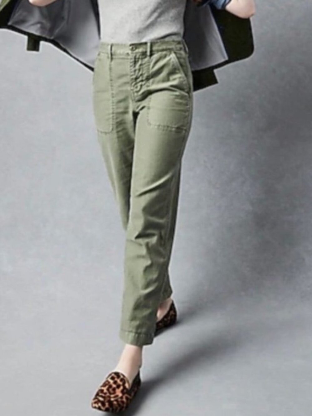 J. Crew Army Green Cropped Utility Pants - 10